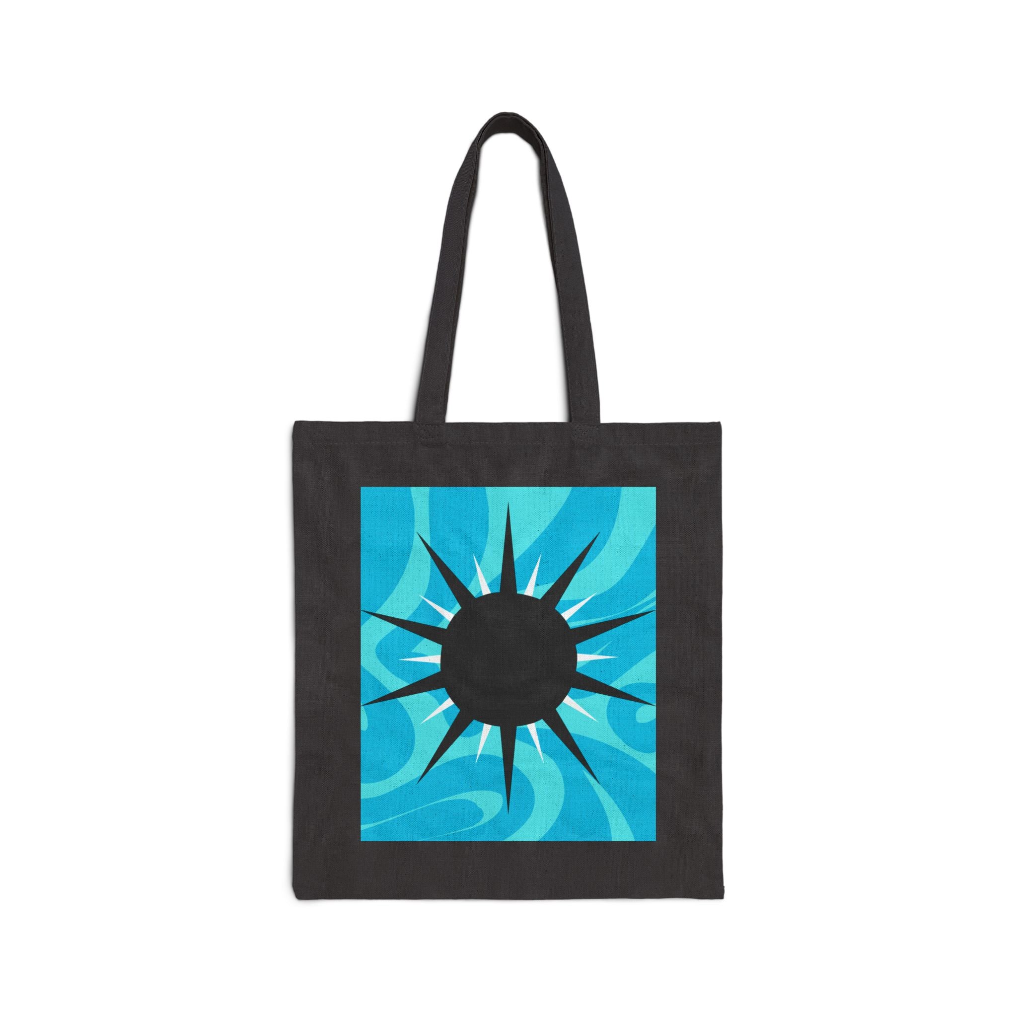 Canvas Tote Bag - Turquoise Sunburst Graphic Eco Shopper