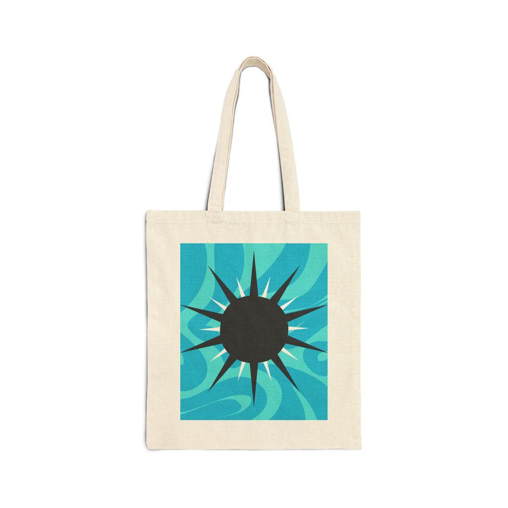 Canvas Tote Bag - Turquoise Sunburst Graphic Eco Shopper