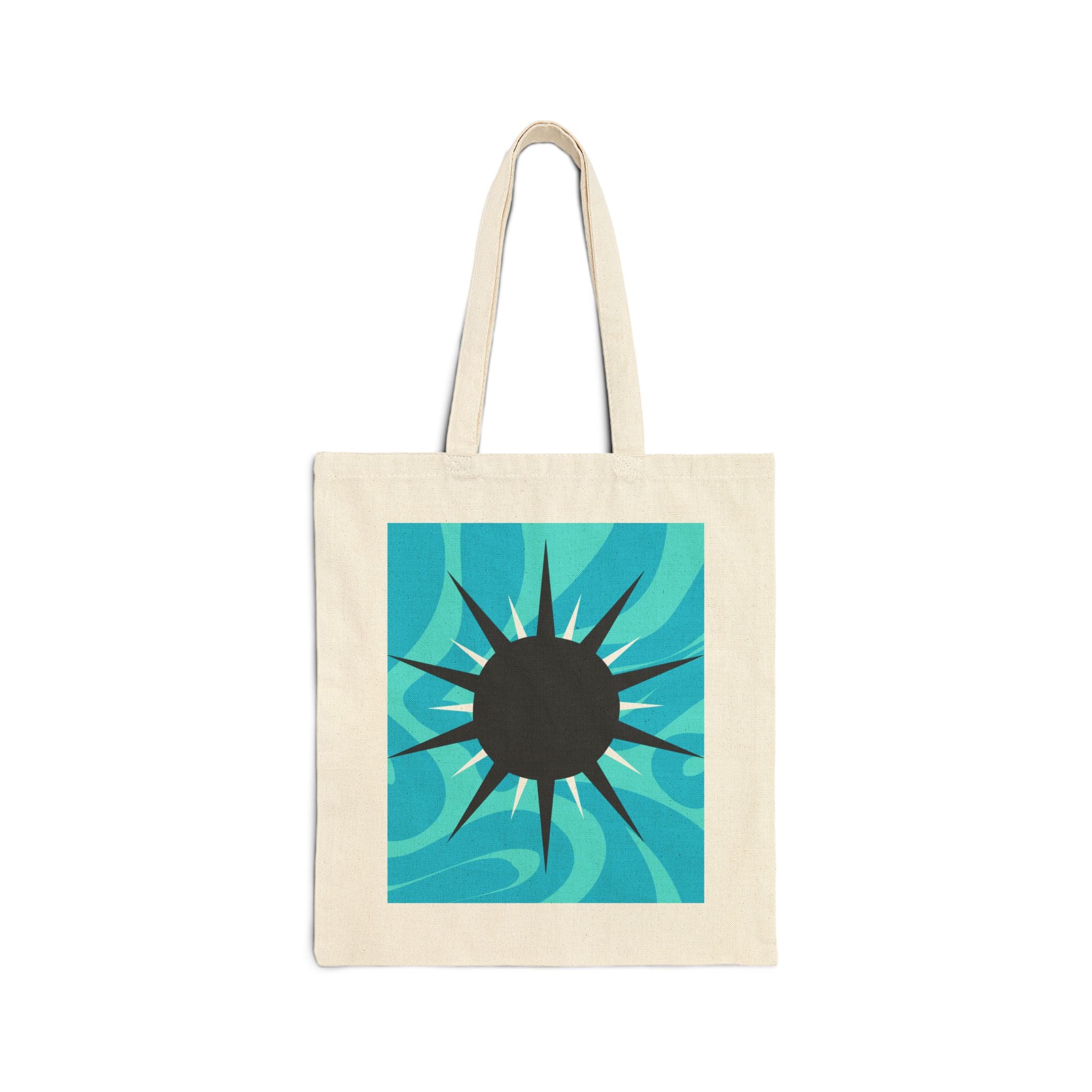 Canvas Tote Bag - Turquoise Sunburst Graphic Eco Shopper