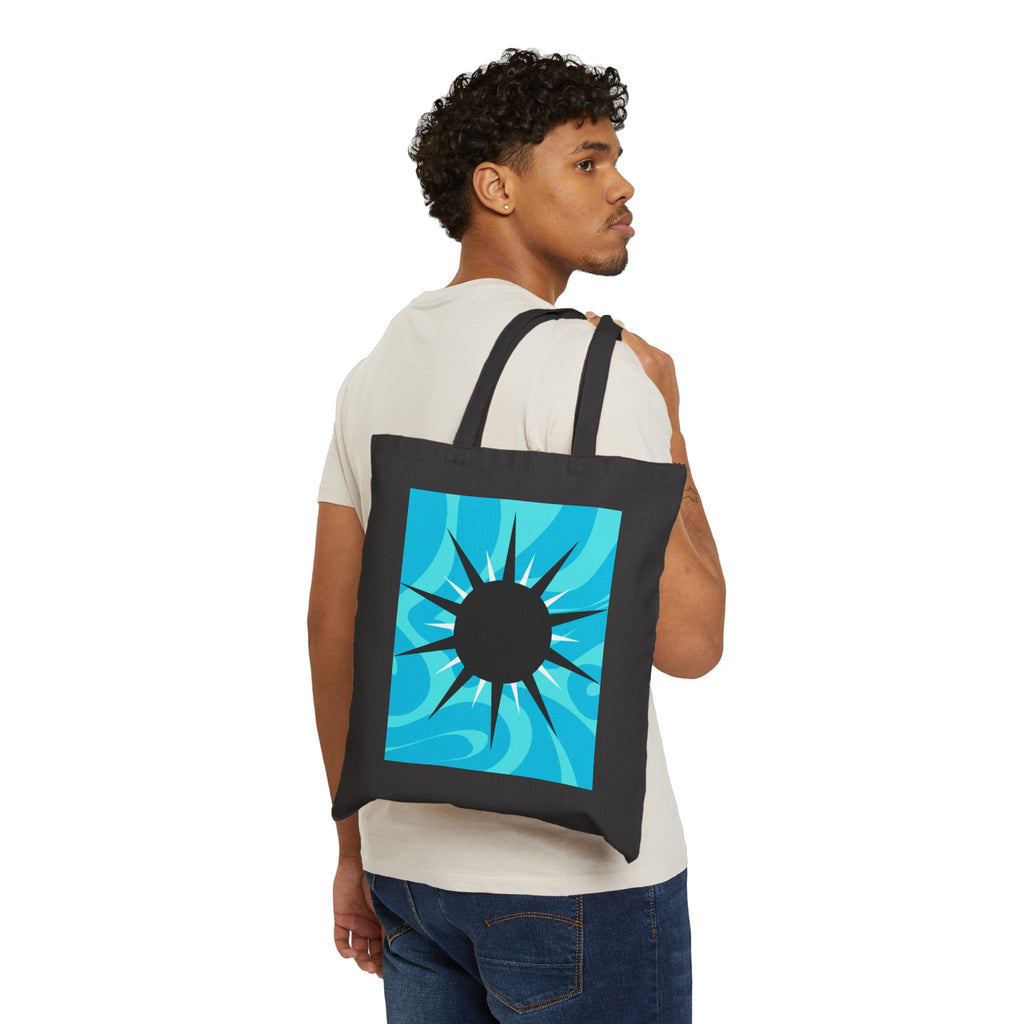 Canvas Tote Bag - Turquoise Sunburst Graphic Eco Shopper