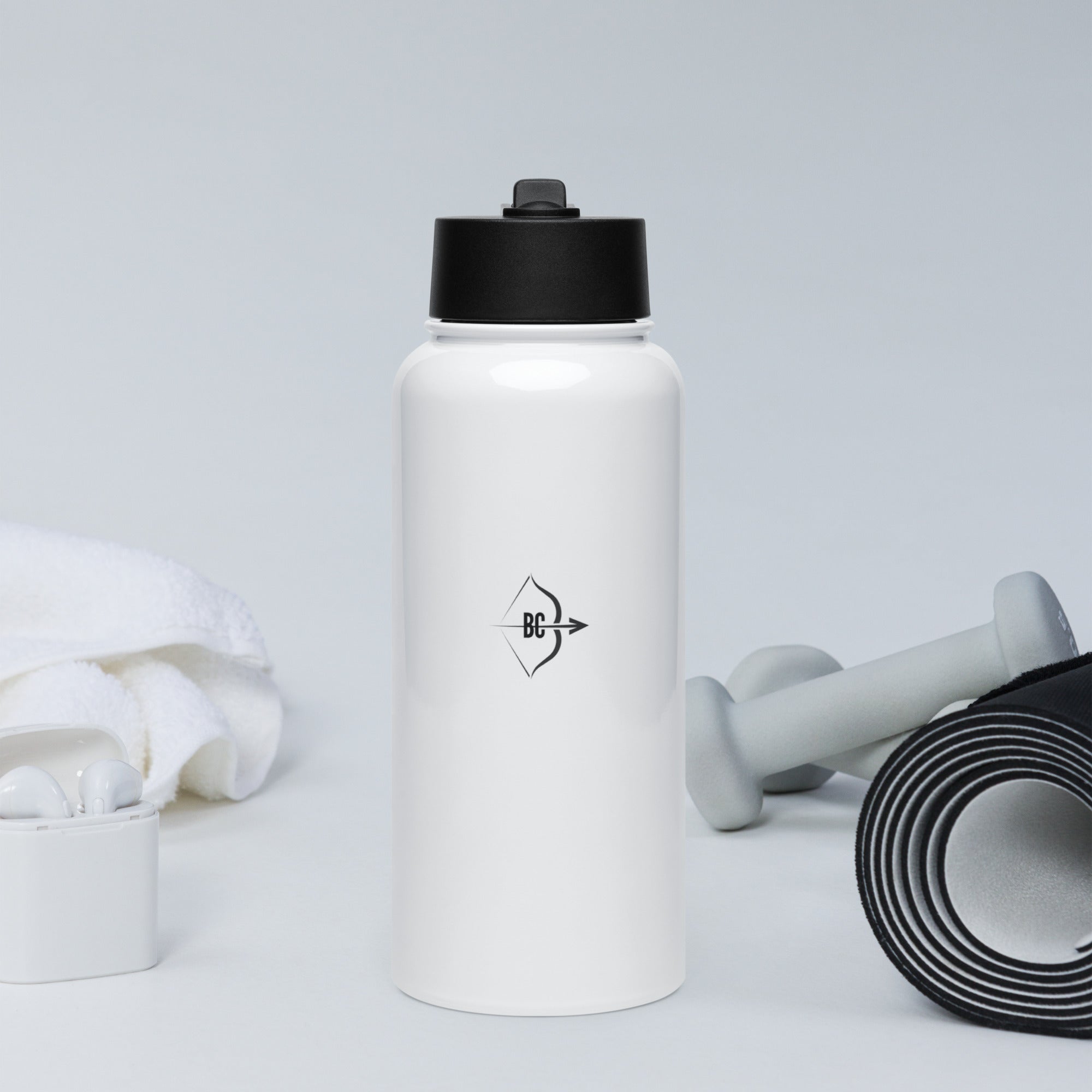 BC-stainless-steel-water-bottle-with-a-straw-lid-white-32-oz-front