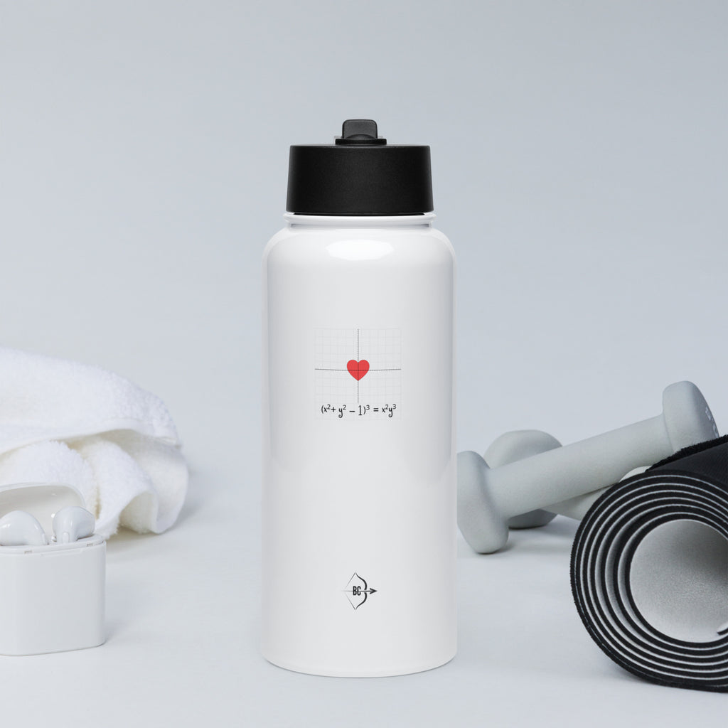 Heart-Equation-stainless-steel-water-bottle-with-a-straw-lid-white-32-oz-front