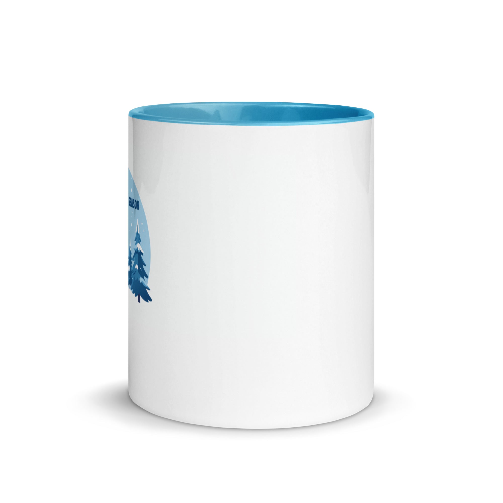Hot chocolate season white mug with blue interior