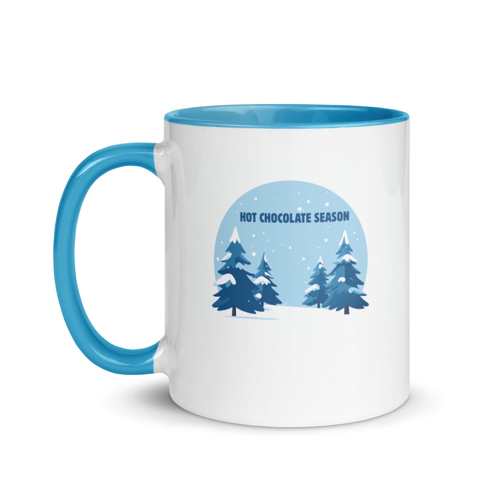 Hot chocolate season white mug with blue interior (2)