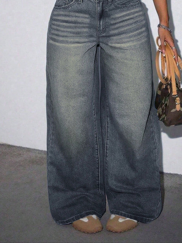 Charcoal acid washed denim