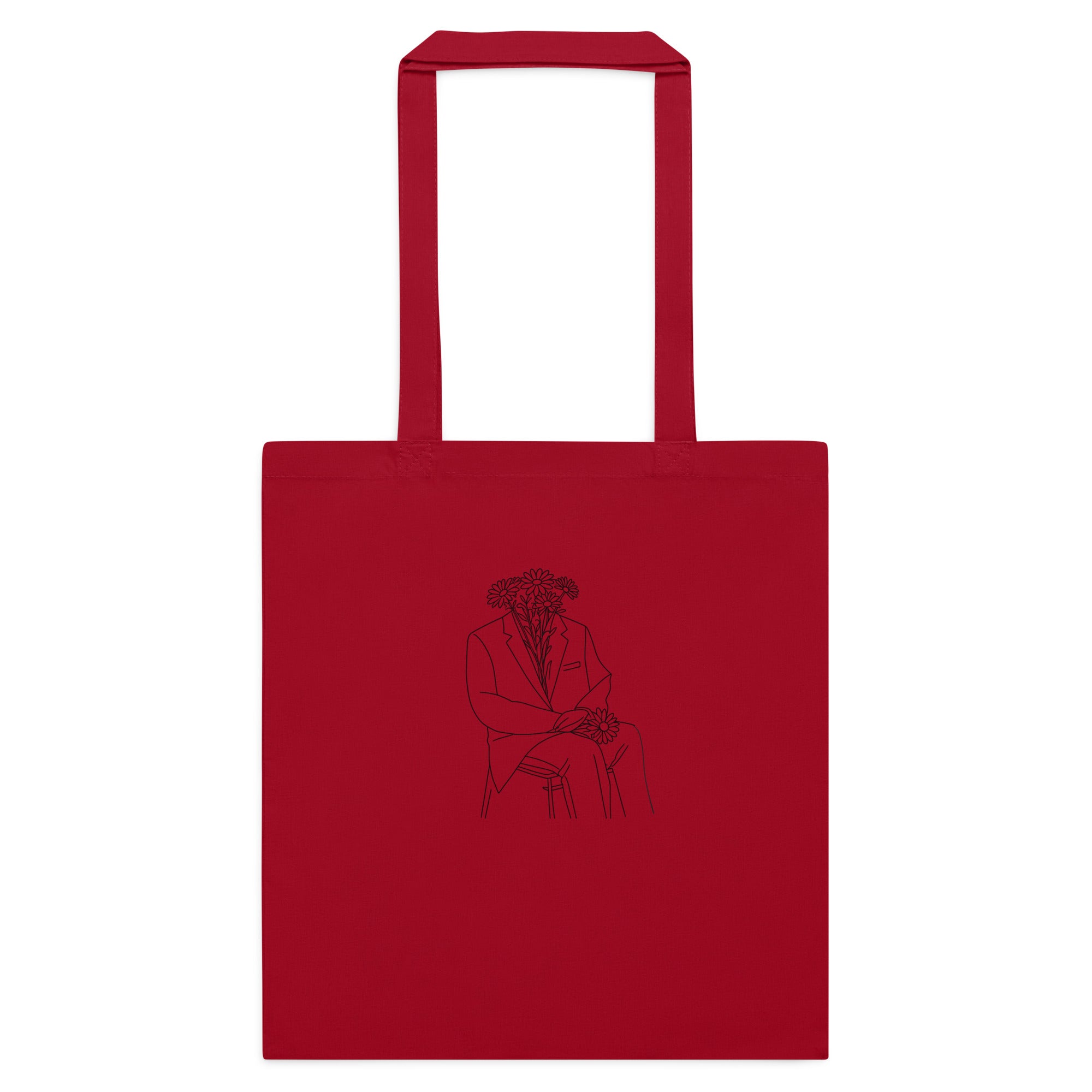 Red man in flower cotton tote bag 