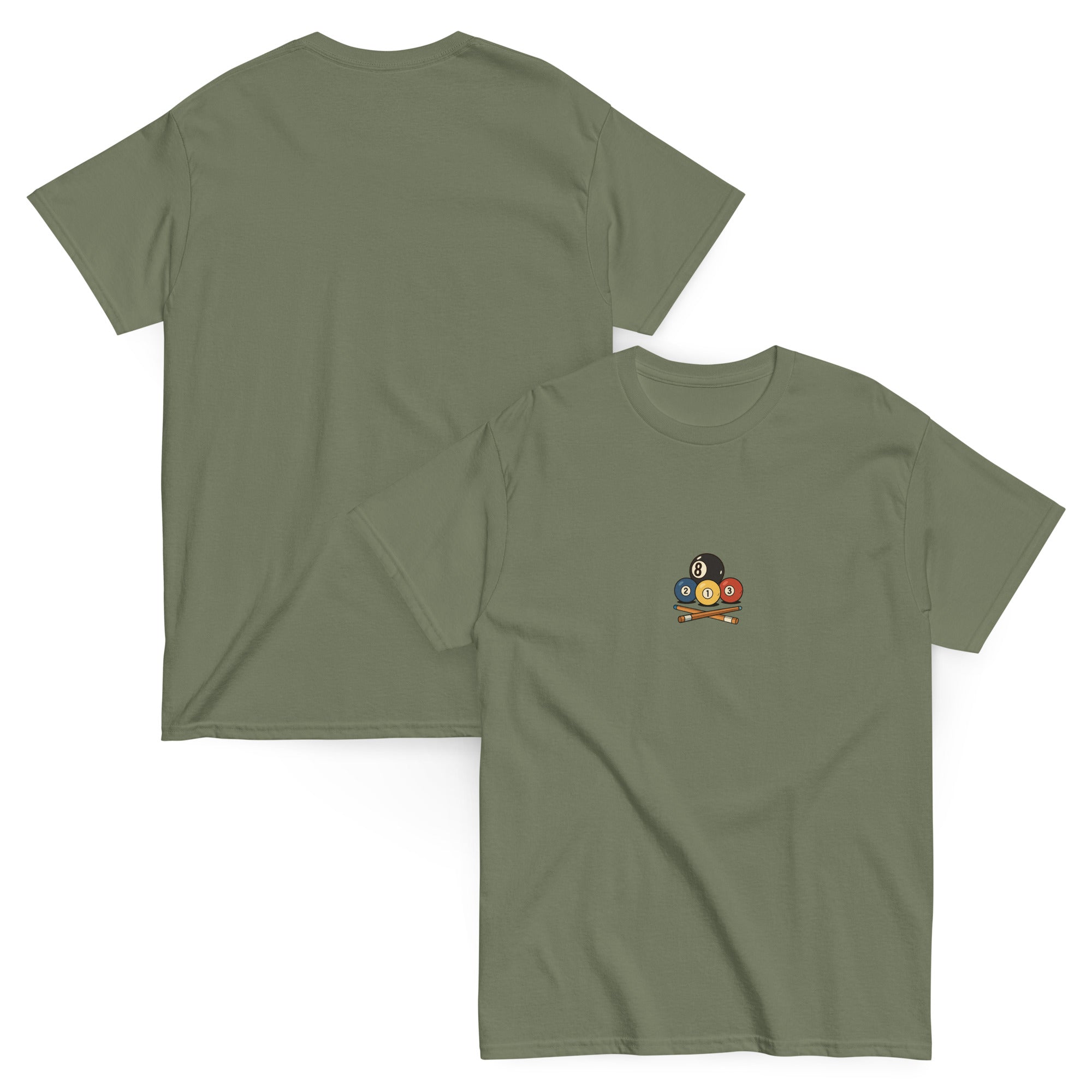 unisex-billard-game-classic-tee-military-green-front-and-back