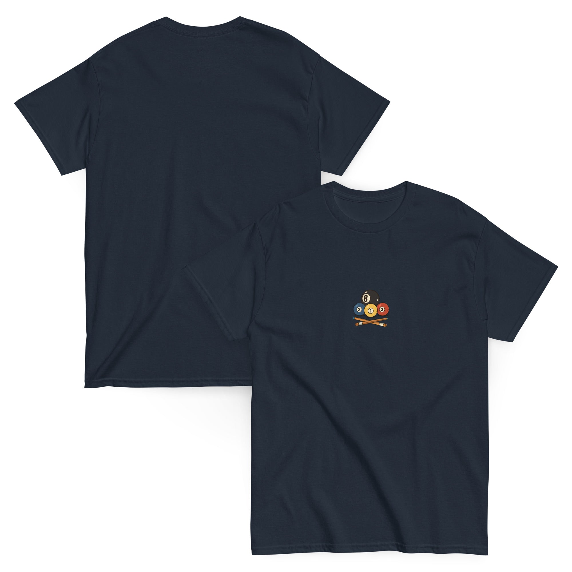 unisex-billard-game-classic-tee-navy-blue-front-and-back