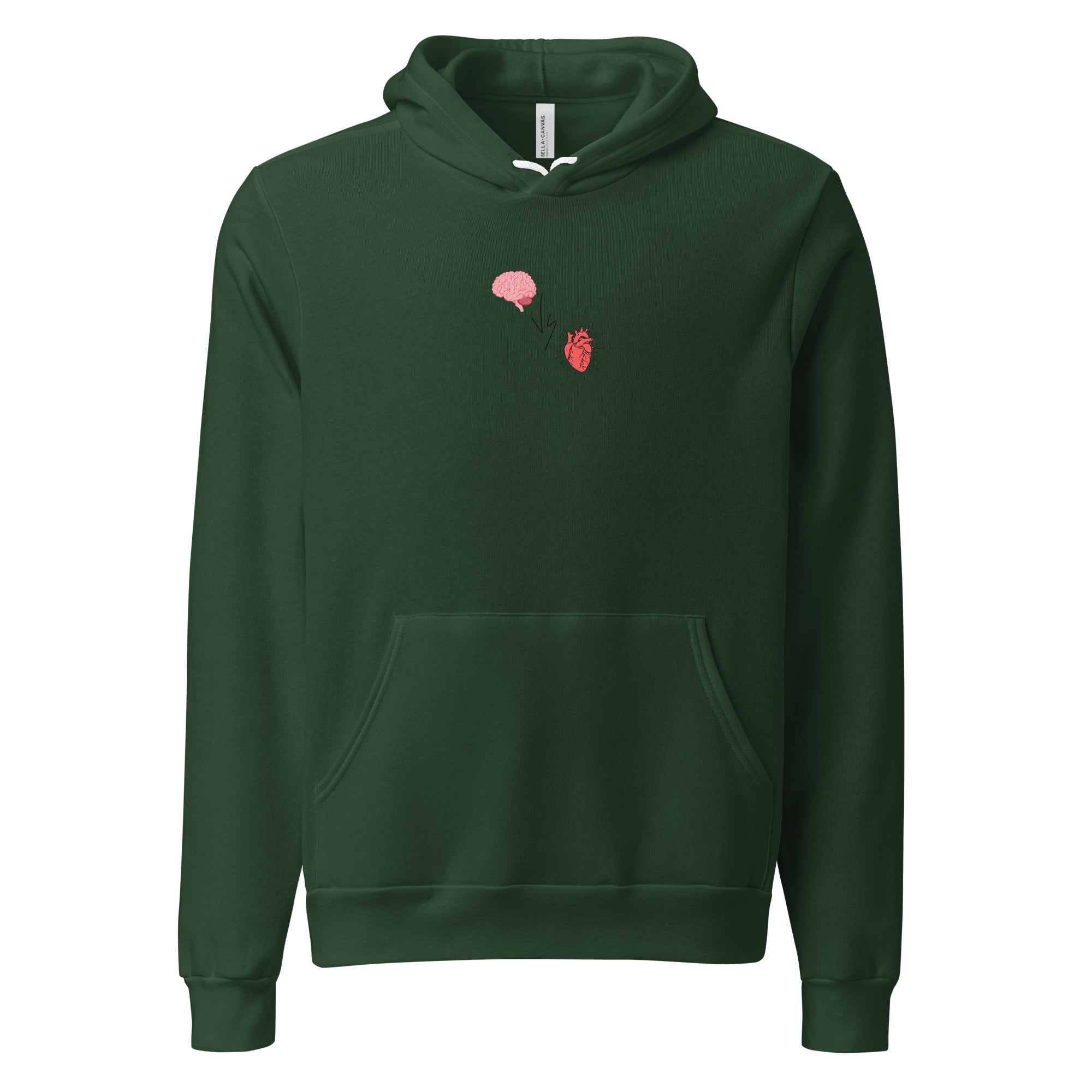 unisex-brain-vs-heart-pullover-hoodie-forest-green-front